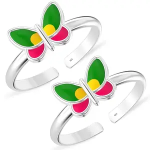Silver Style 925 Sterling Silver Toe Rings for Women Ladies Pure Chandi Latest Style Fancy Butterfly Design Bichiya for Leg Foot Finger Ring
