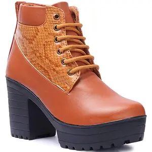 FURIOZZ Boots for Women & Girls | For Casual, Outdoor, Party and Holidays | High Top | Trendy, Comfortable, Slip On Boots PK1-Tan-41