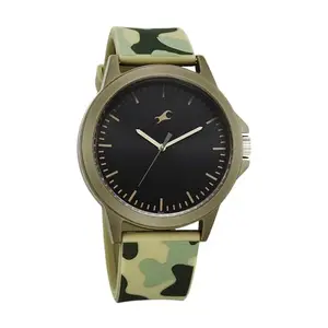 Fastrack Tees Wanderlust Quartz Analog Black Dial Green Silicone Strap Unisex Watch - NT38024PP71W