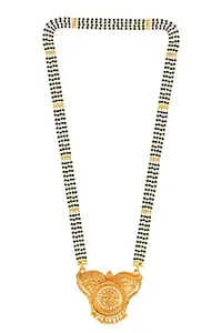 MEENAZ Mangalsutra For Women Girls Ladies Temple South Indian Traditional 1 Gram Gold Stylish Maharashtrian Long Double Chain Wati Mangal sutra Pendant Tanmaniya Black golden Nallapusalu Chains-203