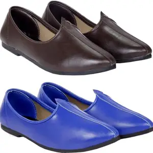 Vitoria Derby Shoes for Men | Shoes for Men with PU Sole | Comfortable & Lightweight |Durable & Trendy Design | Size : 6 | Color : Blue-Brown,VTR_3001_Jutti_BluBrwn_2J_GP_6