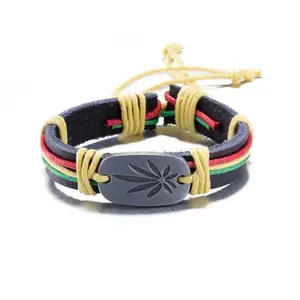 Yellow Chimes Charm Leather Wrap Bracelets for Girls and Women