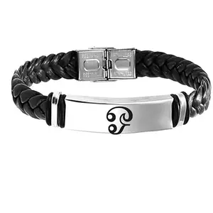 The Men Gift Tamil Om Leather Weave Bracelets for Mens Boys Magnetic Lock Clasp Genuine Bracelet Wristband Vintage Cuff Jewelry Friendship Couple ShivBLRBr2025139