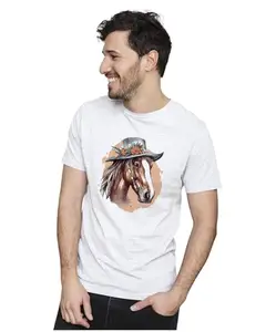 ALLEN BLACK Men's & Women's Regular Fit 100% Cotton T-Shirt (BOHIME03-White L Men Round_)