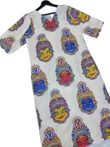 MS VHCK ENTERPRISE Women Printed, Tribal, Kalamkari, Abstract Khadi Cotton Kurti.