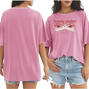 AY FASHION Oversized/Drop Shoulder Loose Fit T-Shirt/Tee for Outdoor Sports, Gymwear,Travelling Girls & Women's (Round Neck-Half Sleeves-Cotton T-Shirt) (L, Pink_322)