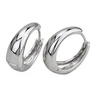 DF Store Silver Plated Rhodium Platinum Finish Stainless Steel Hoop Bali Studs Earrings in Two Sizes 10MM ad 12MM For Men Boys Women Girls Fashion Jewellery Kaju Bali