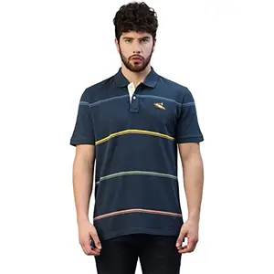 Royal Enfield Thick & Thin Pin Stripe Polo T-Shirt Navy