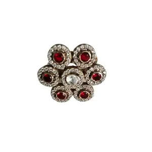 The Jewel Silver Stylish Victorian Moissanite Finger Ring for Women and Girls, Red