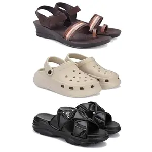 Women's Comfortable Sandal,Casual Lightweight Sandal for Everyday Wear I COMBO-3-1961-OO1-1889-5-EURO-36