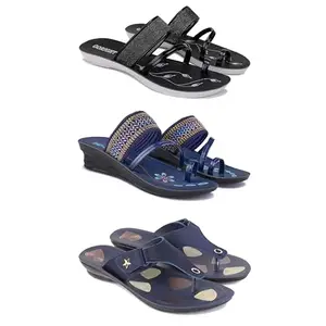 Women's Comfortable Sandal,Casual Lightweight Sandal for Everyday Wear for women's(GR-(COMBO-3)-1946-1953-1973-6)