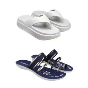 SPORTER Extra Soft Classic Casual wear with Ultra Soft Flexibility Technology flip-Flop Combo for Women's/Girl's(6108-1945) Multicolor