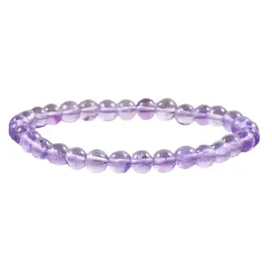 RRJEWELZ Natural Pink Amethyst 6mm round Shape smooth Cut Beads 8 Inch Stretchable Bracelet for Men & Women.|STBR_RR_07659_8.0