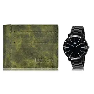 LOREM Combo of Men Watch & Artificial Leather Wallet-FZ-WL17-LR112