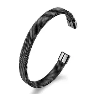 AUMAURA Mens Open Cuff Bracelet Black