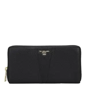 Da Milano Leather Zip Women Wallet - Black (10072B)