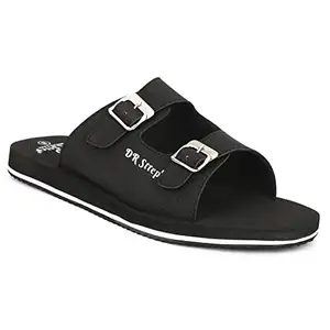 DR STTEP Men's Black Synthetic OrthoPedic Eva Insole Walking Slip-on Slippers
