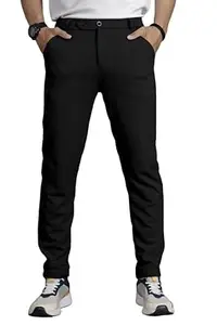Seemoo Men’s Slim Fit Formal Poly Cotton Knitted Stretchable Pants – Wrinkle-Resistant Business Trousers with Side Pockets for Office