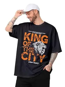 ENCIGER Men Oversized T-Shirt Cotton Drop Shoulder Loose Fit Graphic Printed Casual Streetwear T Shirt