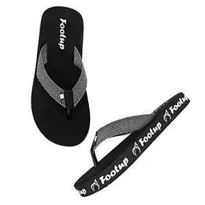FOOT UP EVA Ultra Lightweighted and Comfortable All Seasons Outdoor Slippers for Men (Black, 6) (Slipper-393)