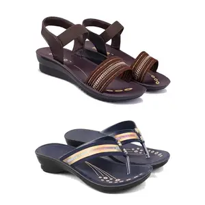 Women's Comfortable Sandal,Casual Lightweight Sandal for Everyday Wear | (Combo 2)-1933-1957-8