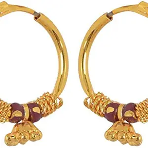 Handicraft Kottage Gold Plated Hoop Earrings for Girls (Golden) (HK-Earring-118)