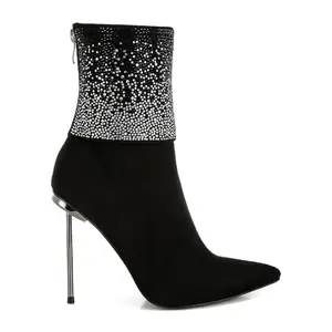 London Rag Rhinestones Embellished Foldover Boots