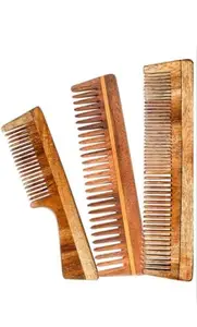 Nipun Overseas Kacchi Neem Comb, Wooden Comb Hair Growth, Hairfall, Dandruff ControlFrizz Control Comb for Men, Women Treated with Oil (All Combo) Pack 3