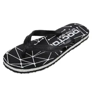 DOCTOR EXTRA SOFT Men's Orthopedic-hawaii-d-02 Black Rubber Slipper - 7