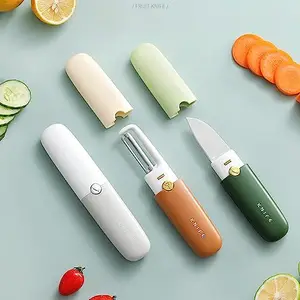 PPQ Stainless Steel 2 in 1 Knife with Peeler, Fruit Cutting Knife & Peeler | 17.5 x 3.5 CM | Multi-Color