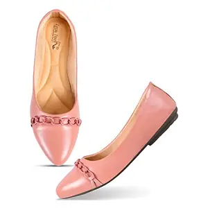 FROH FEET Soft Stylish Peach Casual Comfortable Flat Bellies Shoes for Women Ladies Ballerinas