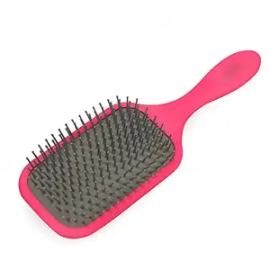 Scarlet Line Professional Large Paddle Hair Brush Matte Finish Handle, Natural Air Cushion Pad Ball Tip Nylon Bristles for Detangling n Styling_Pink