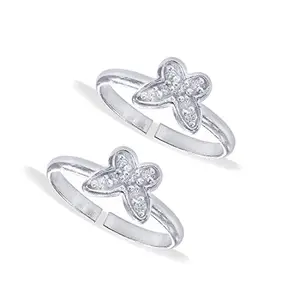TARAASH Cz Embellished Butterfly 925 Sterling Silver Toe Rings for Women | Chandi Bichiya | Metti | Foot Rings | Jodvi