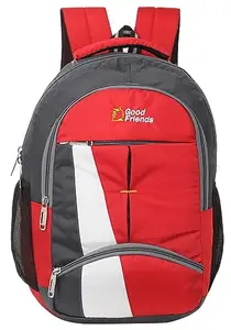 Zadinga Good Friends Unisex School Bag/ 15.6 inch Laptop Backpack/College Bagpack/Office Back Packed | Laptop Bag for Men Women | Boys & Girls with Item Dimensions LxWxH ‏ : ‎ 20 x 33 x 46 cm (Red)