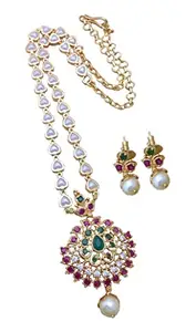 UG PRODUCTS Micro Plated Moti Necklace Multy With Jumkies (CZ1898B)