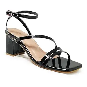 WFS Women 2.5 Block Heel Multi Strap with Patent Fabric Fashion Sandal