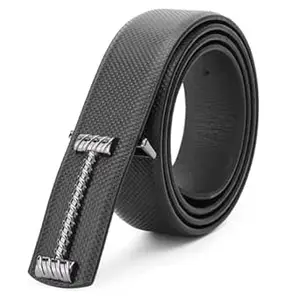 Kastner Men's Formal and Casual Pin Closer PU Leather Belt with Textured Design and Buckle