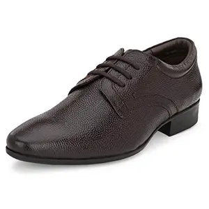 Auserio Men's Full Grain Leather Plain Derby Lace Up Formal Shoes | Anti Skid Sole & Waxed Laces | Memory Foam Padded Insole | Shoes for Office & Parties | Brown 8 UK (SSE 119)