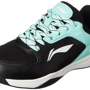 Li-Ning Ultra Speed Non-Marking Badminton Shoe|Indoor Sports|Stability Heel, Prototypical Sole, Lightweight Shoe (Black/Yucca,UK 2)