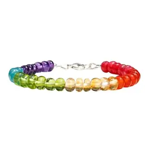 RRJEWELZ Carnelian, Citrine, Peridot, Amethyst & Apatite bracelet for men & women - 6mm Rondelle Smooth beads - 7 Inch Adjustable with Silver plated clasp – Healing, Fashion, Gift, Spiritual, Yoga|LCBR_RR_07287