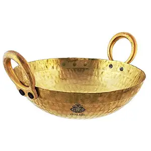 KESAR KUNJ KESAR KUNJ Heavy Weight Brass Pital Kadhai kadai (Gold, 10 x 10 x 3.5 Inches, 2500 ml