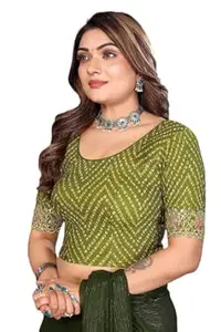 SANMATI CREATION Sanmati Stylish Lycra Roundneck Stretchable Blouse for Women | Short Sleeve Non-Padded Pullover | Lycra Saree Top | Round Neck