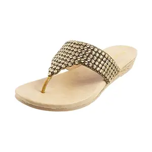 Metro Women's Antique Gold Synthetic Fashion Sandals 3-UK (36 EU) (32-1523)