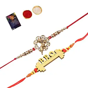 Stylish Bhaiya Rakhi " BRO" Designer Pendent With Designer Look"BAL GOPAL"Rakhi Combo For Bhaiya With Roli Chawal And Greeting Card -1267