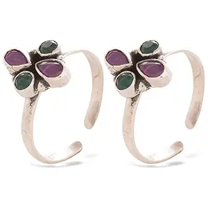 PEEN ZONE WE DELIVER THE ACTUAL JEWELRY Peenzone 92.5-925 Sterling Silver Emerald Ruby Toe Ring Leg Finger Rings for Women Girls