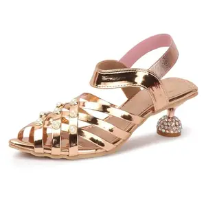 Denill Women Open Toe Party Cone Heels with Backstrap Sandal For Women & Girl (Gold) Uk-7