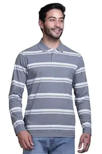 SANE ORIGINALS Full Sleeves Polo Collar Tshirt for Men with Pocket || Stripe Collar and Pocket Tshirt for Men Long Sleeves Navy Blue