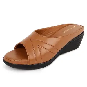 TRASE Magic Comfort Wedge Sandal for Women (Tan, 3 UK)