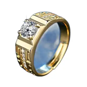 Lila Jewellery Solitaire Ring for Girls & Boys Mens & Women American diamond AD CZ stone thumb Band Stylish Proposal Adjustable Finger Ring (BZR_HC300-M-Rng-5001-Gold(M:01)_Prnt)