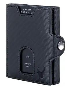 WildHorn Carbon Fiber Leather Wallet for Men I Card Holder Wallet I Spacious I Handcrafted (Jade Black)